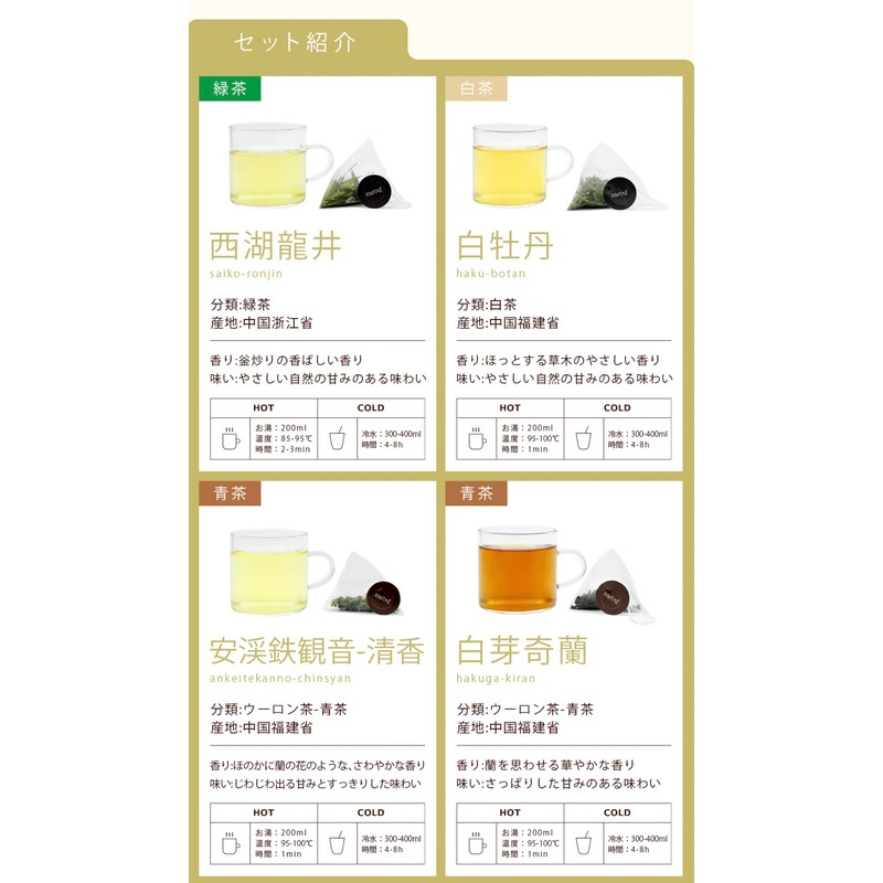 RIMTAE Present, Gift, Chinese Tea Bag, Gift, 12 Types, 0.1