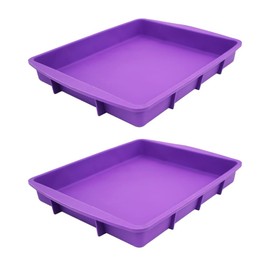 Lmaray 11 x 9.5 Inch Purple Silicone Baking Pan, Safe, Durable, Easy Cleanup, Microwave and Oven Safe, 2 Pieces
