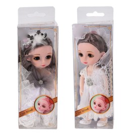 2pcs 6.7 Inch Girl Doll Joint Movable Exquisite Lovely Doll with Exquisite Dress Birthday Gift
