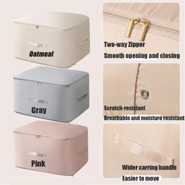 2Pcs Ultra Space Saving Self Compression Organizer, Storage Tote for Space Saving, Portable Heavy Duty Moving Bags, Suitable for Quilts, Blankets, Bedding, Clothes (Grey, L-20.47 * 16.53 * 11.81 in)