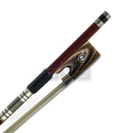 PAITITI 4/4 Full Size Violin Bow Brazil Wood Mongolian Horsehair Octagonal Stick Yak Bone Frog Fully-Line Abalone Inlay Silver Wrap