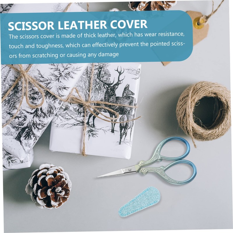 Gatuida 2pcs Leather Scissor Covers Protective Sleeves for Hairdressing Embroidery