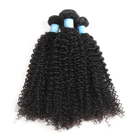 BLY 7A Mongolian Kinky Curly Human Hair Bundles 20 Inch Unprocessed Hair Weave Weft for Black Women Natural Color