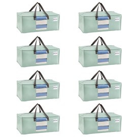 VENO 8 Pack Moving Bags for College, Heavy-Duty Storage Totes, Moving Boxes and Wardrobe Packing Supplies Alternative - Extra Large Durable Laundry Bags for Clothes (Shiny Light Green, 8 Pack)