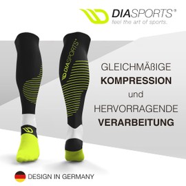 Diasports Runstars Compression Socks for Marathon & Triathlon, High-Quality Compression Socks for Men and Women, Black/White, m