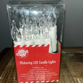 Christmas House Prim Christmas House 8-Count Battery Operated LED Hanging Candle Lights w/ Timer