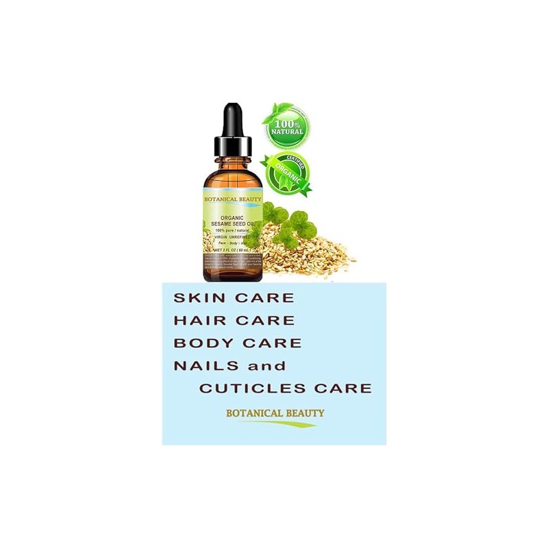 ORGANIC SESAME OIL, 100% Pure/Undiluted / Cold Pressed. 2oz -60