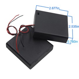 LampVPath (Pack of 2 4 AA 6V Battery Holder with Switch, 4X 1.5V AA Battery Holder with Leads and Switch