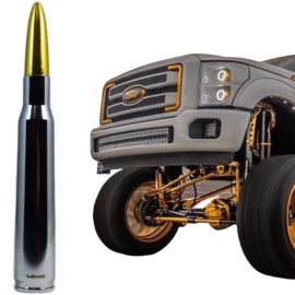 VMS CHROME WITH GOLD TIP BULLET ANTENNA FOR FORD F150 F250 F350 ALL YEARS ALL MODELS
