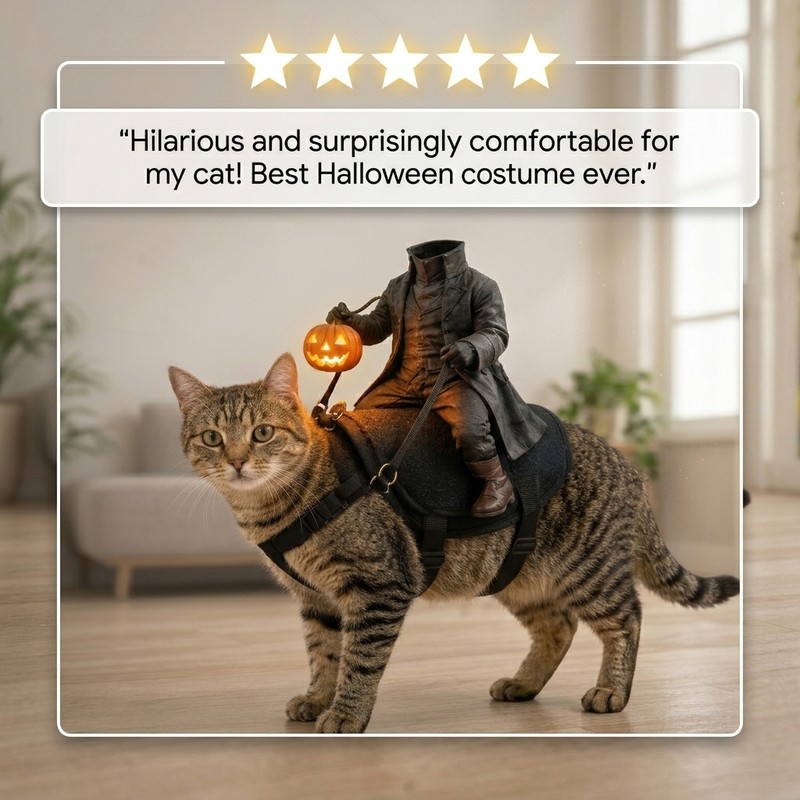 Halloween Headless Horseman Cat Costume for Pet Dress-Up – Adjustable