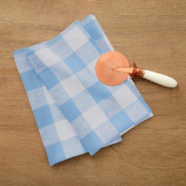 Solino Home Linen Kitchen Towels Set of 2 – Blue Bell 17 x 26 Inch – 100% Pure Linen Buffalo Check Kitchen/Tea Towels – Machine Washable and Handcrafted from European Flax