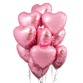 Pack of 20 Pink Heart Balloons Valentine's Day 18 Inch Heart Shape Helium Balloons, Heart Balloons, Heart Balloons, Helium Suitable for Wedding, Engagement, Bridal Shower