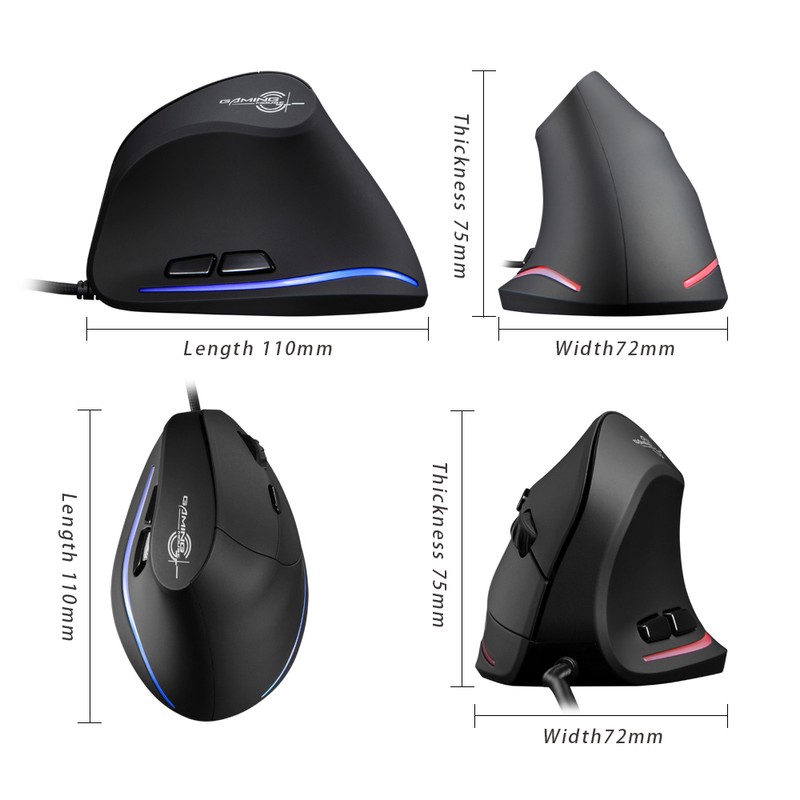 T-20 Mouse Wired Vertical Mouse Ergonomic Rechargeable 4 3200 movement