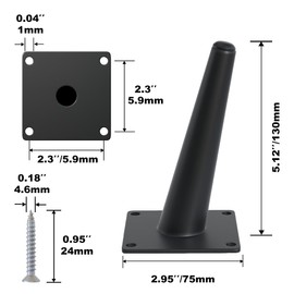 FIVEPEARS 8 PCS 5 Inch Heavy Duty Matte Black Metal Angled Taper Tapered Legs Set for Furniture, Mid Century Modern Style Feets for Coffee Table Couch Sofa Cabinet Chair Dresser Bed Desk Credenza