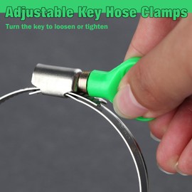 LEONTOOL 2-1/2 Inch Adjustable Key Hose Clamps, 10 Pack 304 Stainless Steel Thumb Screw Clamps, Dryer Vent Clamp, Pipe Clamp, Worm Gear Clamps for Woodworking Dust Collection Fittings, RV Clamp