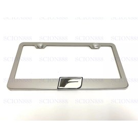 License Plate Frame 1pc 3D F LOGO Emblem Badge Stainless Steel Chromed License Plate Frame (White)