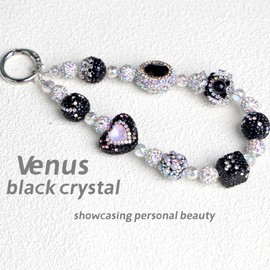 Generic HuedBeads Phone Charm with Beads & Crystals - Detachable Phone Wrist Strap, Anti-loss cell phone lanyard, Handbag accessory for Women - iPhone&Smart Phone wrist strap (black)