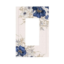 LuHuoLu Decorative Outlet Covers Rustic Blue White Flowers Floral Penoy 1 Gang Single Decora GFCI Device Light Switch Covers Plate 1 Rocker Wall Plate Jumbo Face Plate
