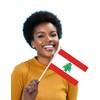 25 Packs Small Lebanon Flags on Handheld Stick，Miniature Lebanese Flag