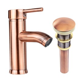Mezcladora Monomando Para Lavabo Incluye Contra Canasta Pop up Color Oro Rosado (Cobre), Set para lavabo monomando y contra canasta (Resumidero)      