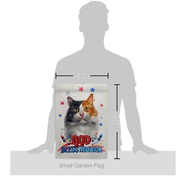 Breeze Decor Patriotic Long Hair Dilute Calico Garden Flag-Set Mailbox Hanger Cat Kitten Meow Spoiled Paw Fur Pet Nature Farm Animal Creature House Banner Small Yard Gift Double-Sided, Made in USA