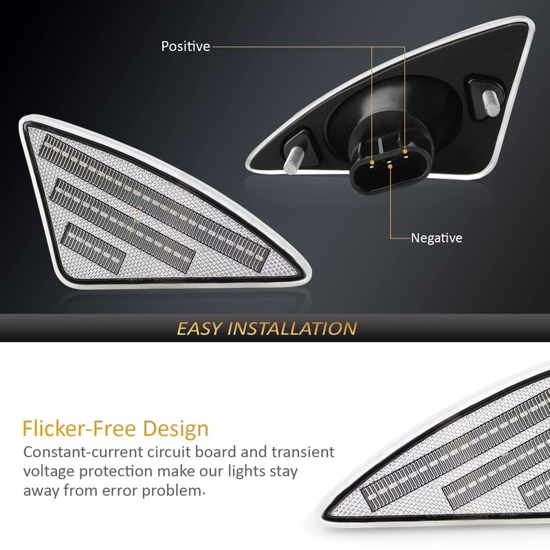 D-Lumina LED Side Marker Lights Clear Lens Compatible with 2008-2021