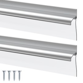 BSFRNF 2 Pcs 25" Chrome Framed Shower Door Replacement Bottom Deflector, Shower Door Water Deflector with Shower Door Bottom Seal, Applied Mounting Tape and Screws (25Inch)