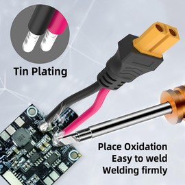 sovunis XT60 Power Pigtails Cable, XT60 Plug Connector Female with 12AWG Silicon Wire to Open Bare Power Cord for Balancing Cars, Drones, Toy Cars, Lithium Batteries and More (2-Pack)