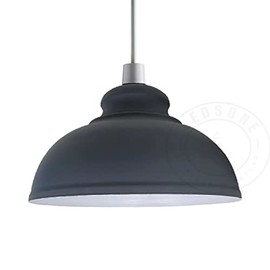 Retro Metal Light Shades, Vintage Style Ceiling Island Lamp Pendant Shade, Non Electric 30cm Easy Fit Curved Kitchen Lampshade, Office, Living Room Light Shade with Reducer Ring (Grey)