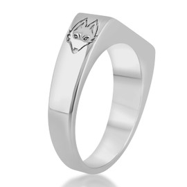 Akitsune Free Statement Ring | Stackable Ring Men Women Stainless Steel Designer Silver - US 6