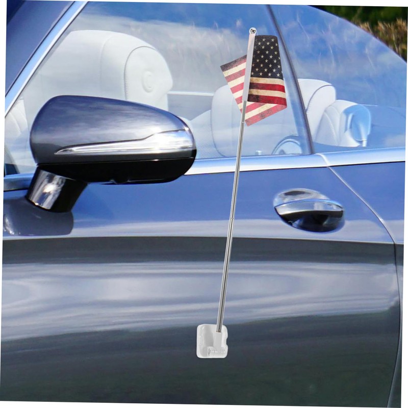 KONTONTY Magnetic Car Flag Pole Stainless Steel Base Universal Mount