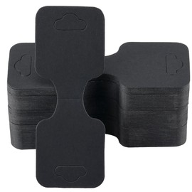 SOFPLATE 200Pcs Black Jewellery Display Cards Paper Jewellery Holders Folding 3.54 x 1.34 Inch Rectangle Necklace Hanging Fold Over Cardboard Tags for Selling Jewellery Necklaces Bracelets Display