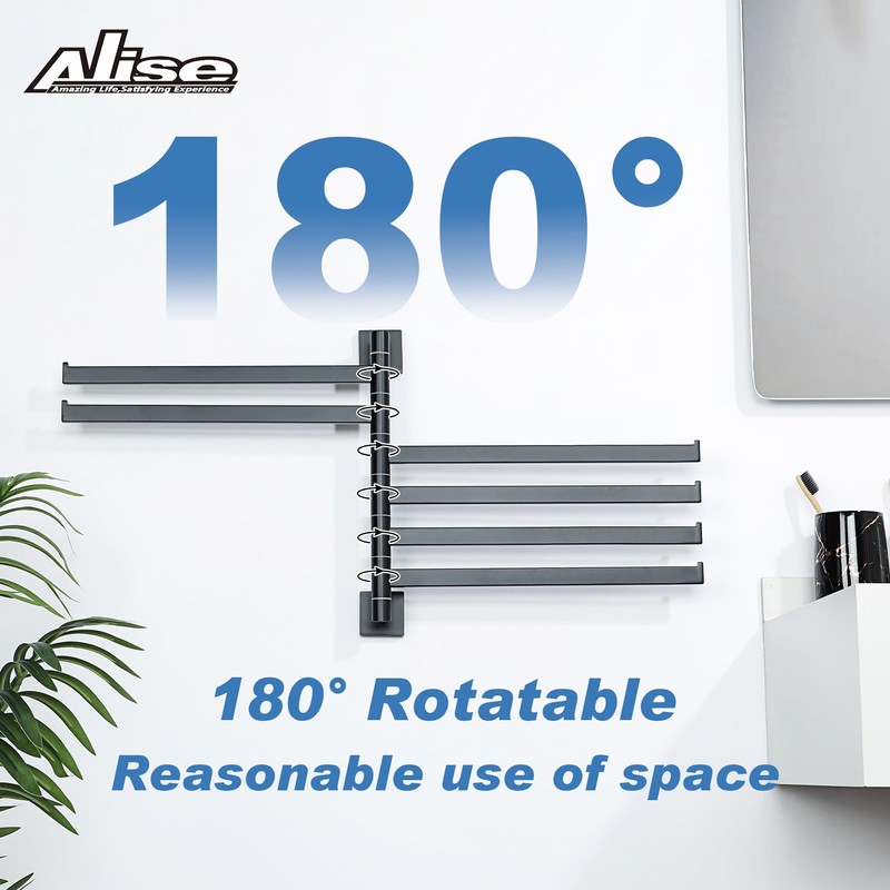 Alise Swivel Towel Rack, 6-Arm Towel Bar, Space Saving Towel