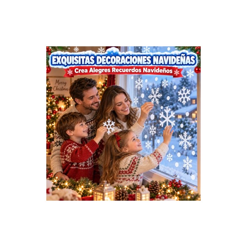 116PCS Adornos Navideños para Ventanas, Navideñas Copos de Nieve