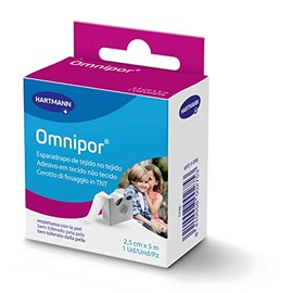 Omnipor: Hypoallergenes Vlies-Klebeband für empfindliche Haut, mit Spender, 2,5 x 5 m, Weiß