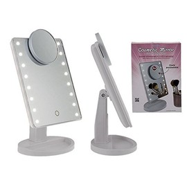 Out of the blue Schminkspiegel mit 16 LED und Lupenspiegel, Kunststoff, Weiß, 28 x 20 cm