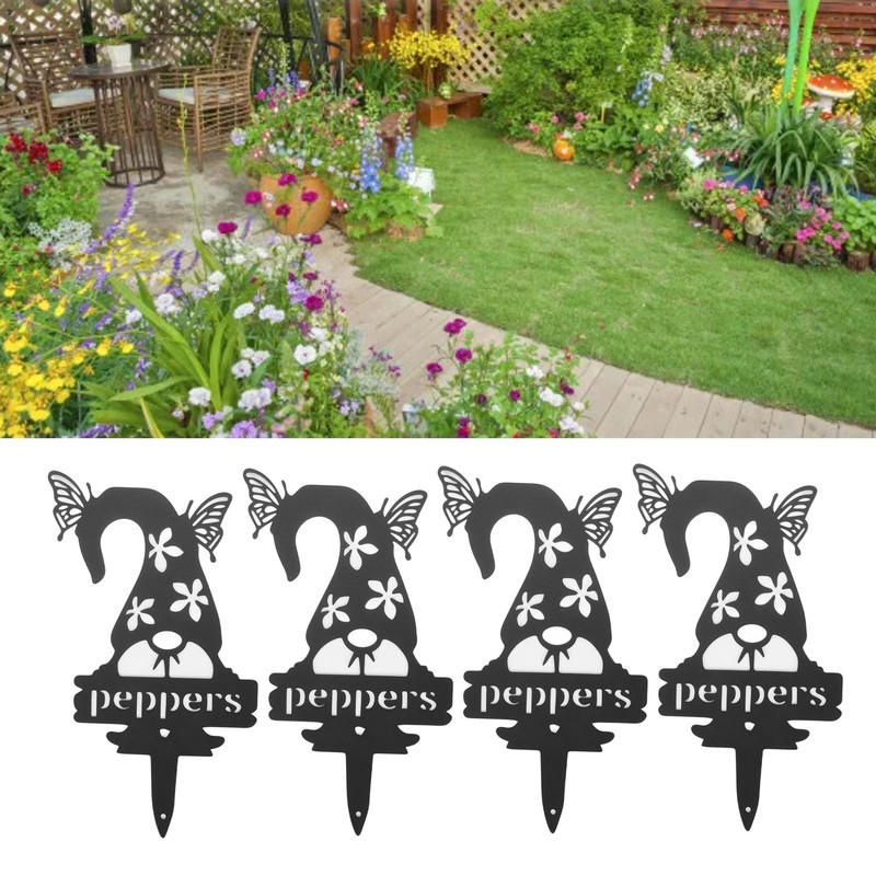 4pcs Gnome Plant Markers Rustproof Metal Plant Labels Fruits Vegetable