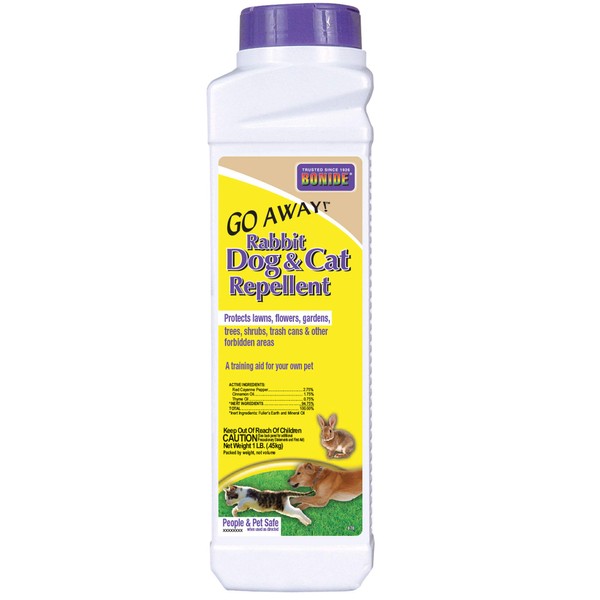 Bonide Go Away! Rabbit, Dog, & Cat Repellent Granules, 1 lb Ready-to-Use, Keep Dogs off Lawn, Garden, Mulch & Flower Beds
