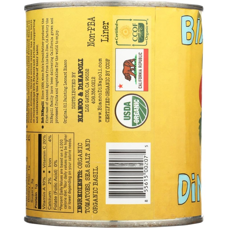 Bianco DiNapoli Organic Whole Peeled Tomatoes, 28 oz, 6 pack
