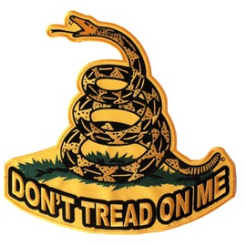 Don't Tread On Me, Yellow Gadsden Snake, Large Back Patch - 10x10 inch. Embroidered Iron on Patch