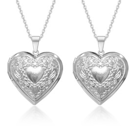 2 Pieces Heart Shaped Pendant Necklace, Photo Necklace, Vintage Necklace, Stainless Steel Necklace, Silver Necklace, Creative Design Necklace, Women's Necklace, Sister Necklace, Adjustable Necklace