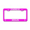 Powered by Jesus Pink Tag Holder License Plate Frame