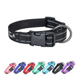 EXCELLENT ELITE SPANKER Reflective Dog Collar Classic Breathable Nylon Adjustable Pet Collar with Quick Release Buckle for Boy Girl Male Female Puppies Small Medium Large Dogs Training(BLK-XL)