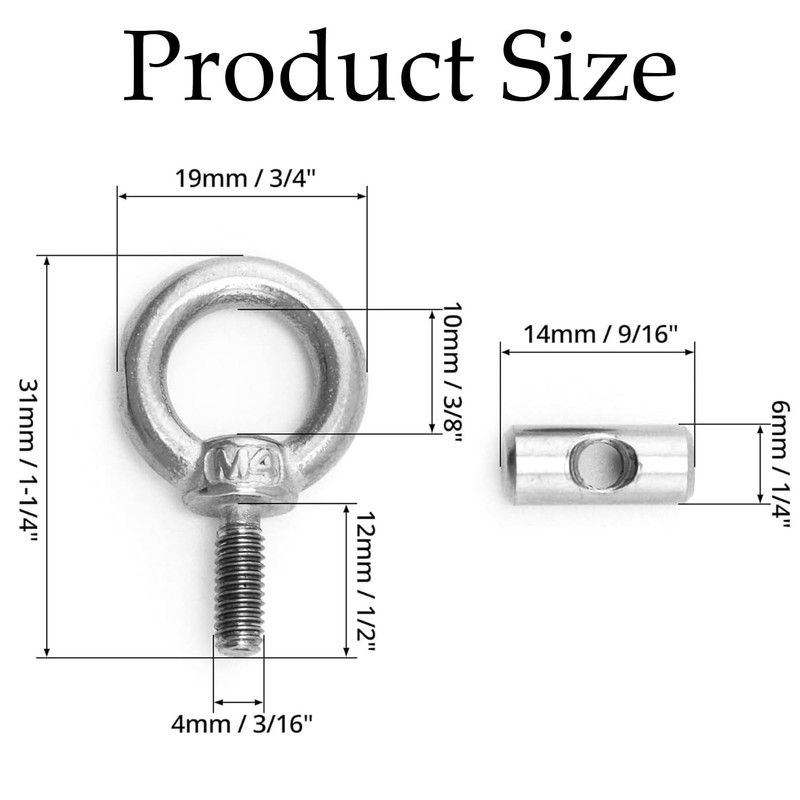 4 Sets Stainless Steel Awning Rail Stoppers Kit, M4 Lifting