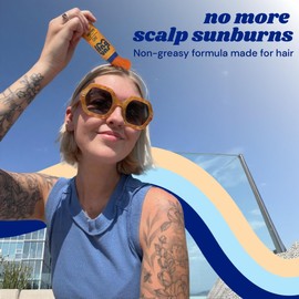 Sun Buff Powder Sunscreen Brush SPF 30 - Water Resistant 80 Min | Mineral Sunscreen Scalp Face Body, Brush On Powder, Zinc Oxide UVA UVB Protection, Travel Size 0.14oz, Made in USA