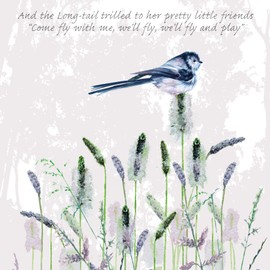 Tuppence A Bag Longtail Tit Fly & Play Bird Themed Bird Art Greeting Card Blank TAB07