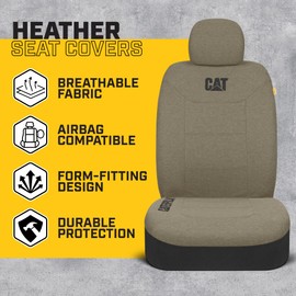 Cat CozyBlend Car Seat Covers, Olive Green Heather - Premium Jersey Fabric Seat Covers for Cars Trucks SUV, Breathable Cotton Car Seat Covers Front Seats Only, Universal Fit Automotive Interior Covers