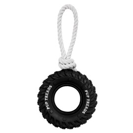 SCHITEC - Juguete masticable para perros con neumático de goma y cuerda de guerra para perros medianos y grandes, masticadores agresivos, dispensador 