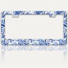 Blue White Porcelain Floral License Plate Frame Flowers Trees License