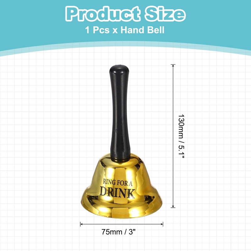 PATIKIL Hand Bell, 3" Small Service Call Bell for Restaurant(DRINK,